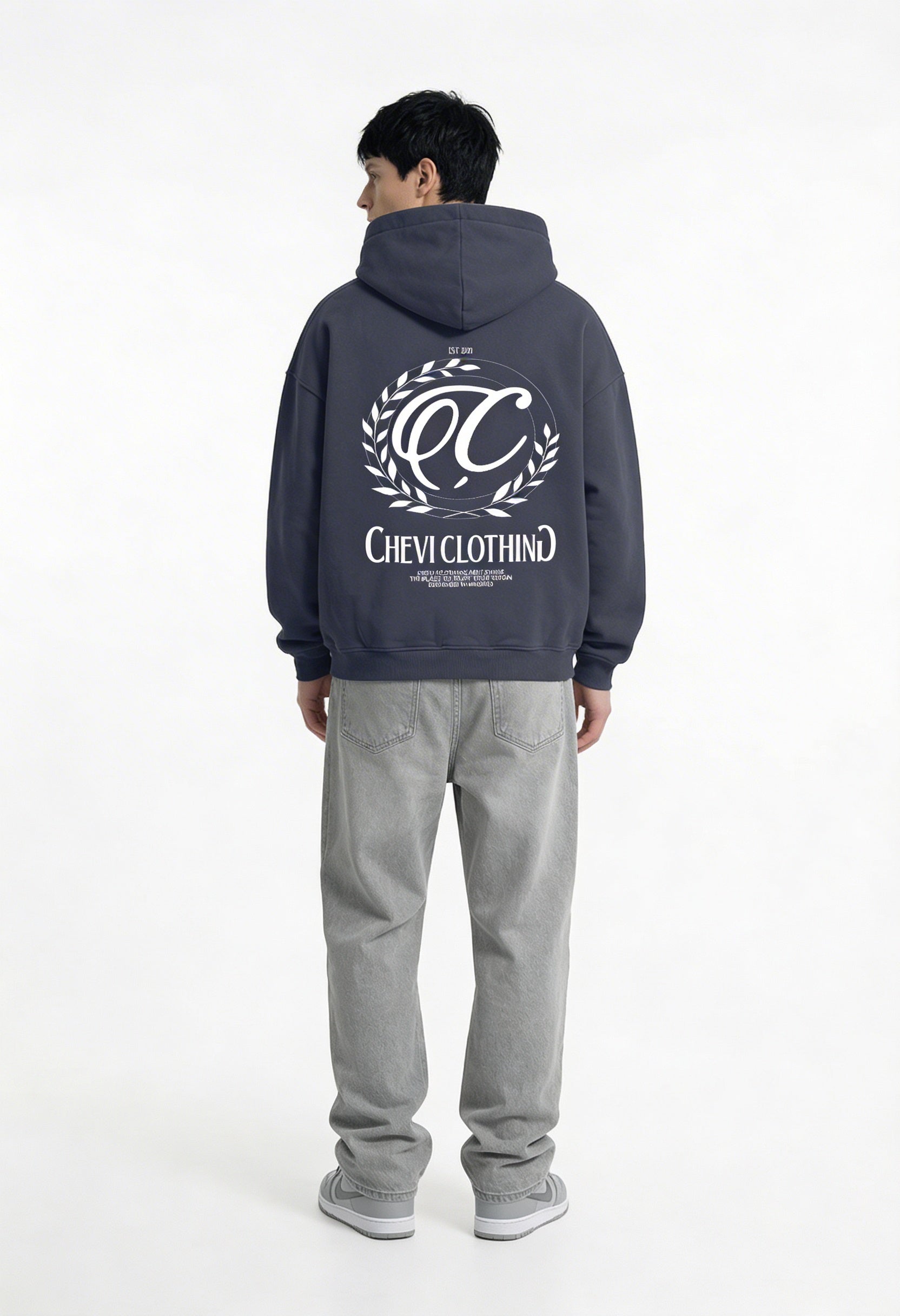 Unisex Cropped Drop Shoulder Heavyweight Oversized Hoodie(460GSM) (Dark Grey)