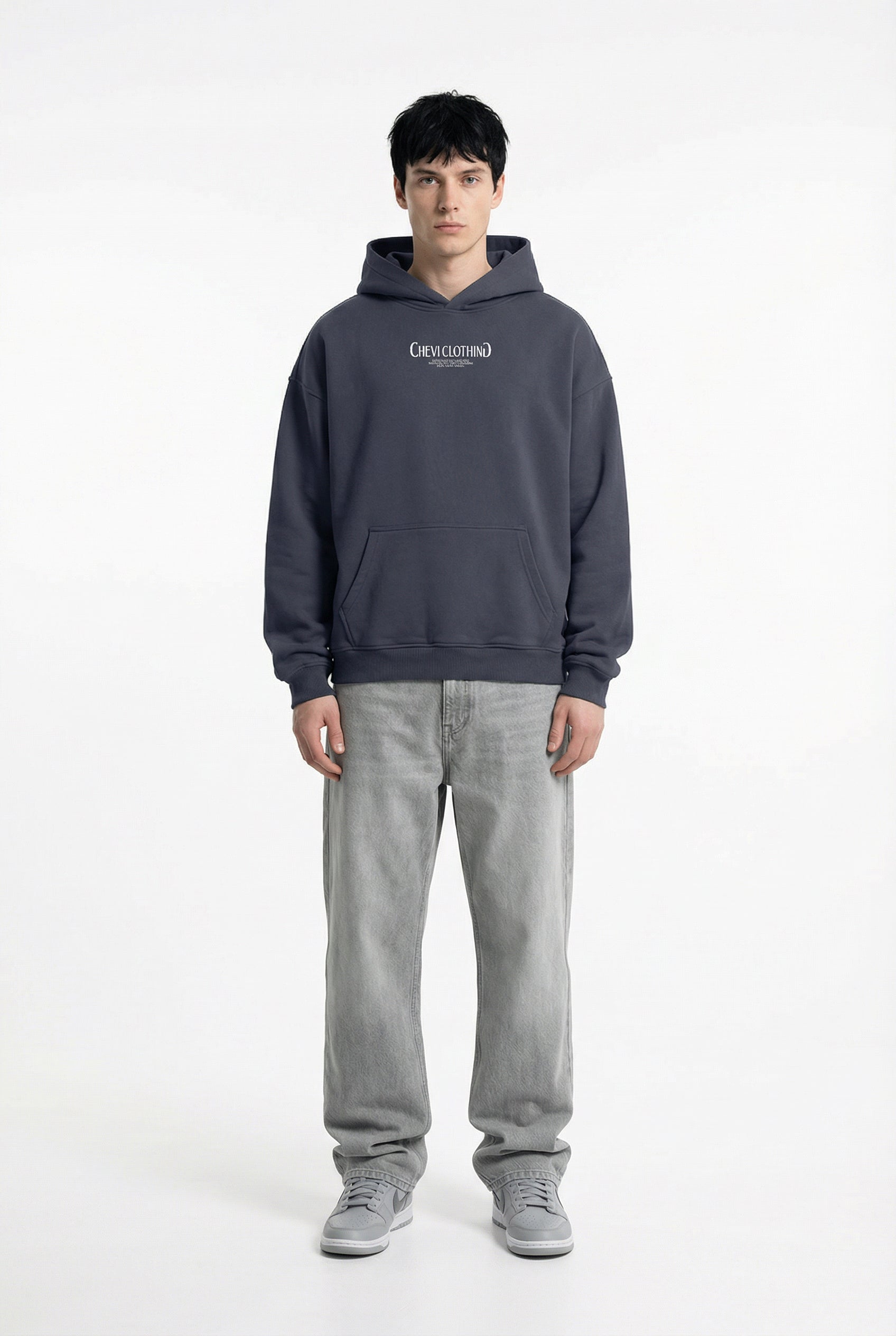 Unisex Cropped Drop Shoulder Heavyweight Oversized Hoodie(460GSM) (Dark Grey)
