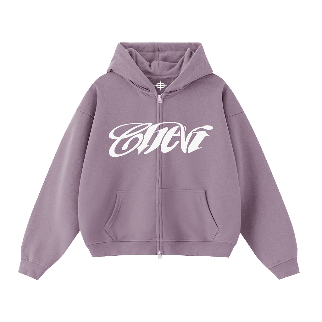 Unisex Heavyweight Cropped Oversized Zip-Up Hoodie (460GSM) (Dusty Purple) 