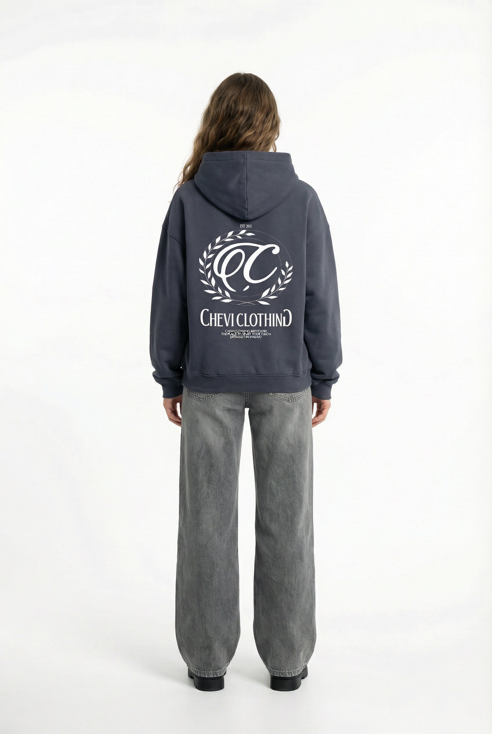 Unisex Cropped Drop Shoulder Heavyweight Oversized Hoodie(460GSM) (Dark Grey) 